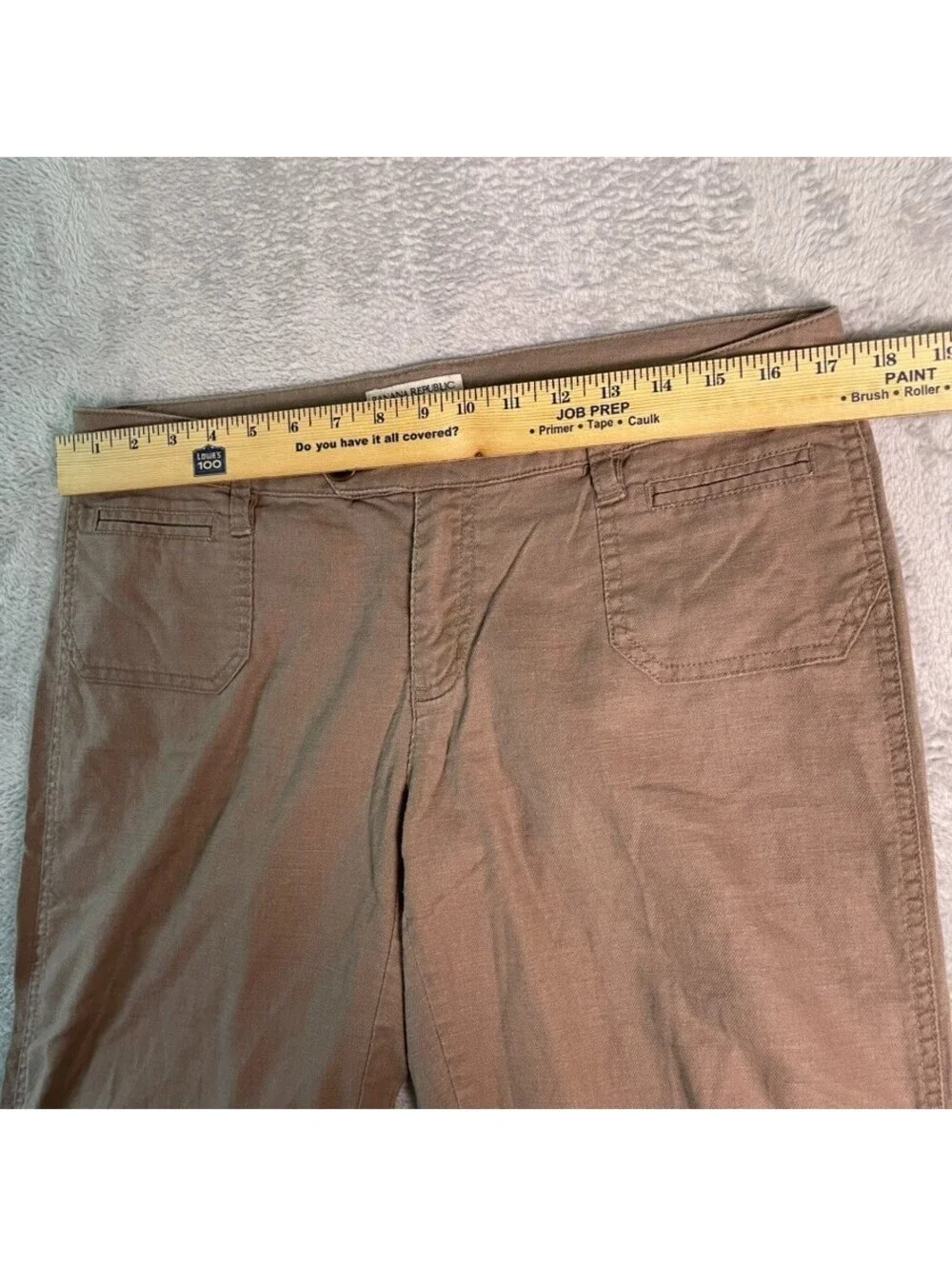 Banana Republic Ryan Fit Trousers Womens 10 Brown Linen Blend Wide Leg Low Rise